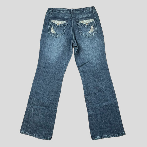 #25 Y2K Salt Works New York City Med Rise Boot Cut Jeans with Jeweled Pockets - Picture 11 of 11